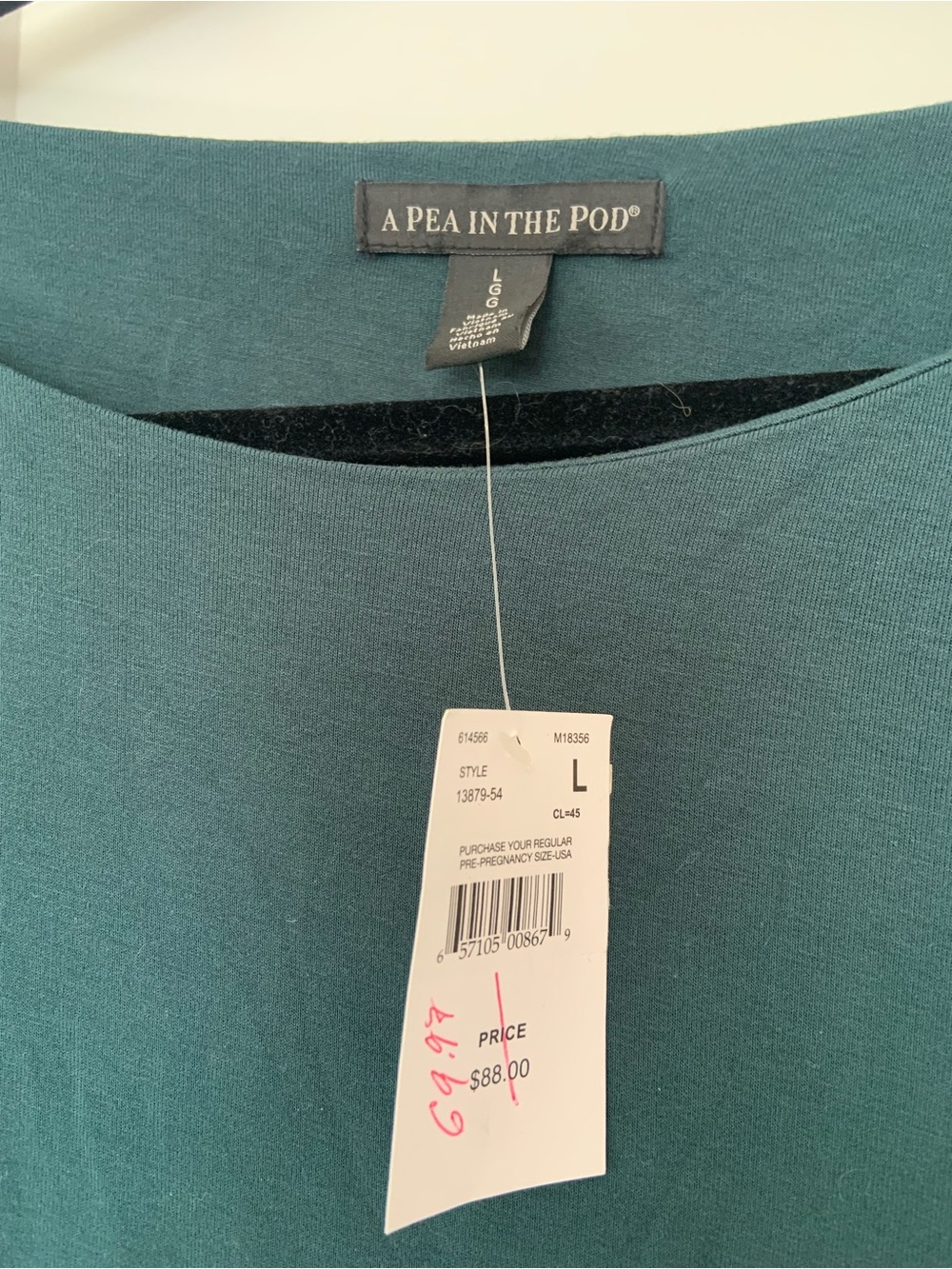 NWT A Pea in the Pod Teal Scoop Neck Maternity Dress